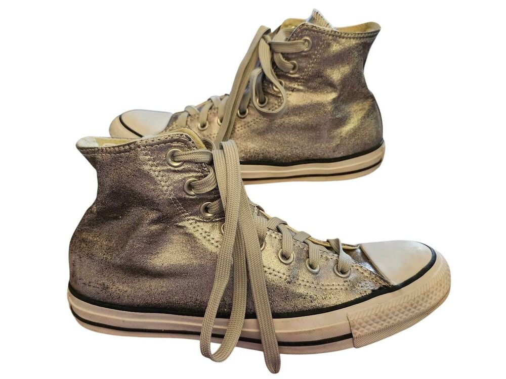 Converse Chuck Taylor Metallic Silver Hi Top Sneakers size 10 Women 8 Men